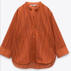 Zara openwork embroidery shirt